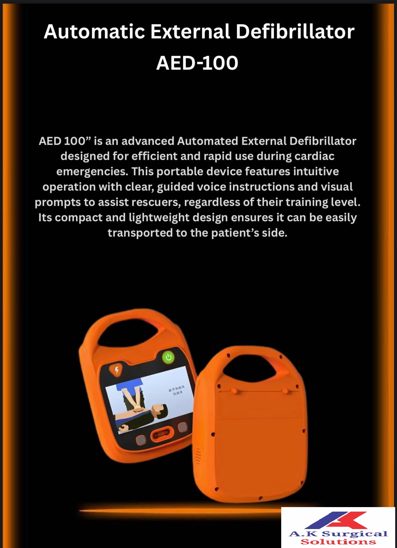 AED (Automatic External Defibrillator) Model: AED-100 (China)