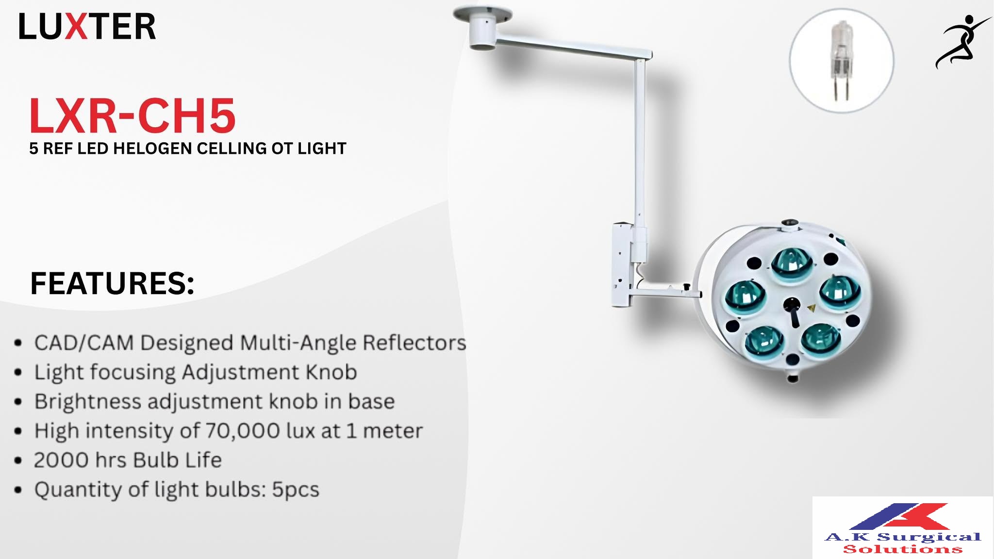 O.T Light Halogen Ceiling 5 Ref. Model: LXR-CH5 Luxter (China)